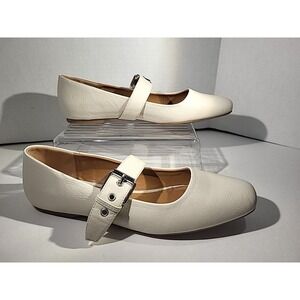 DV Dolce Vita Mellie Cream Mary Jane Ballet Flats Size 9.5 Buckle Strap
